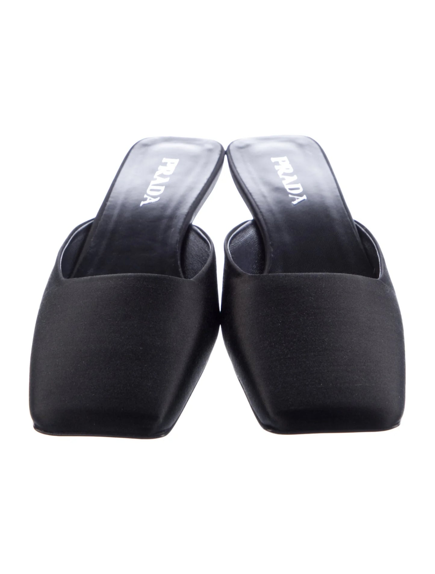 PRADA 25MM SATIN SQUARE TOE MULES