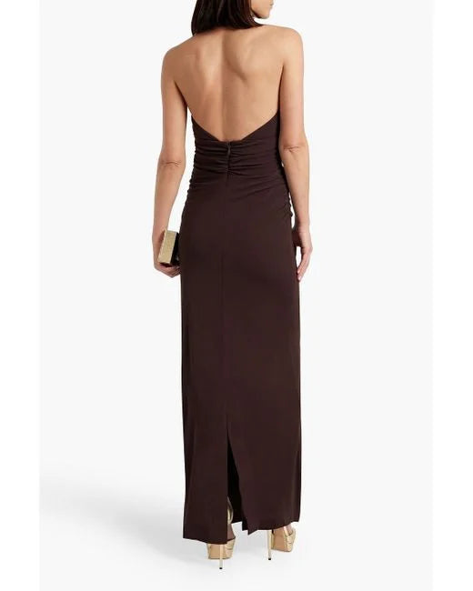 REBECCA VALLANCE PHOENIX RUCHED JERSEY HALTERNECK GOWN