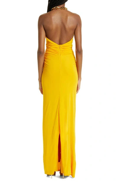 REBECCA VALLANCE PHOENIX RUCHED JERSEY HALTERNECK GOWN