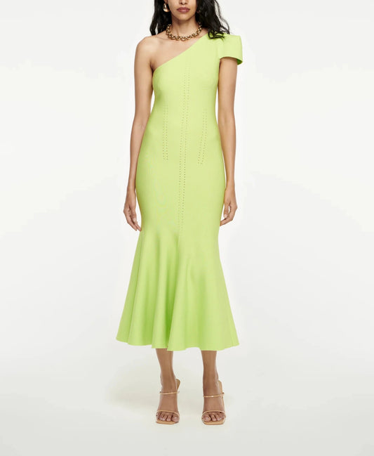 ROLAND MOURET ASYMMETRIC KNIT MIDI DRESS