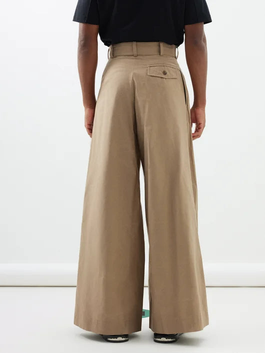 S.S. DALEY ALEXANDER PLEATED BEIGE WIDE-LEG TROUSERS