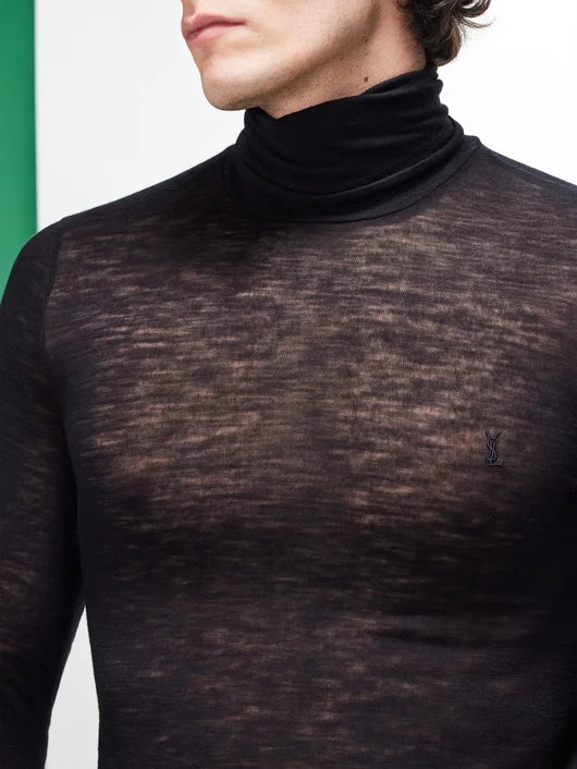 SAINT LAURENT EMBROIDERED ROLL NECK SWEATER