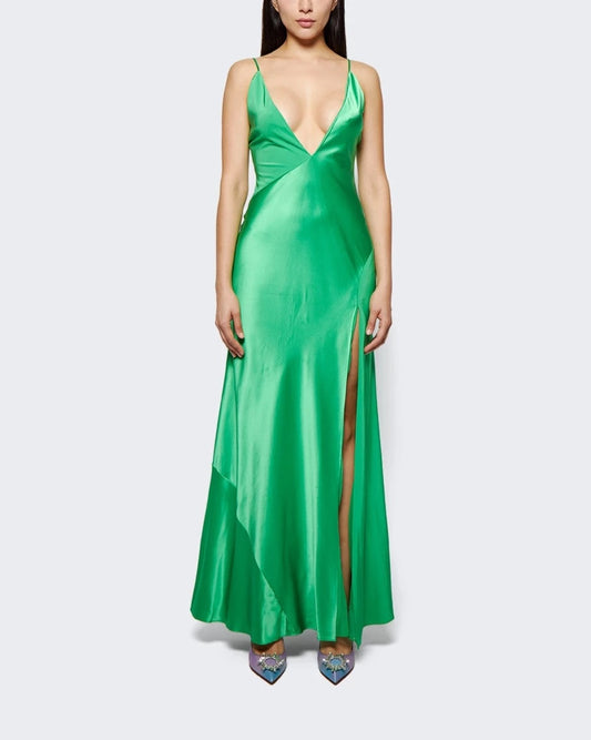 SERGIO HUDSON CHARMEUSE ZIG-ZAG SEAMED GOWN