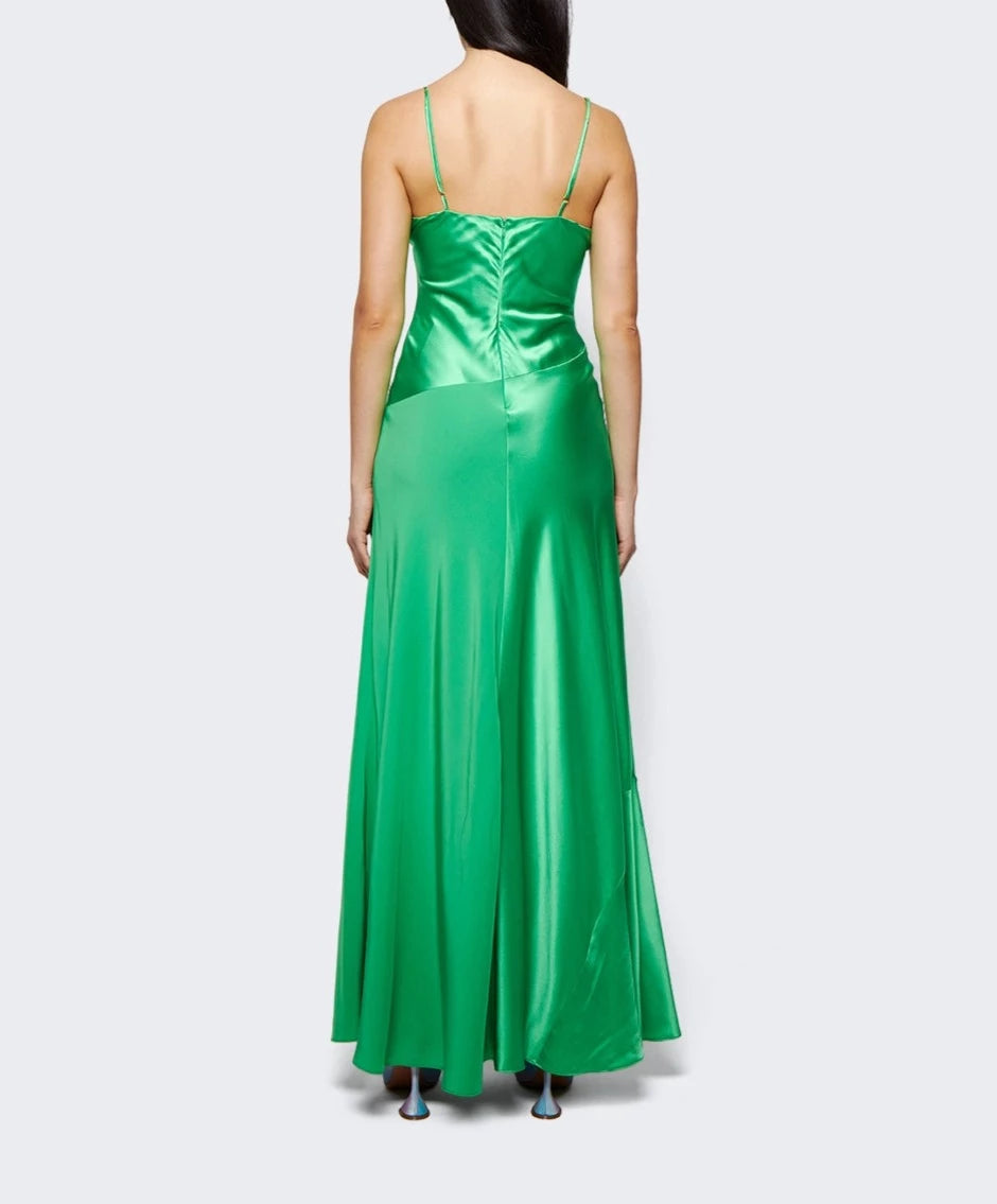 SERGIO HUDSON CHARMEUSE ZIG-ZAG SEAMED GOWN