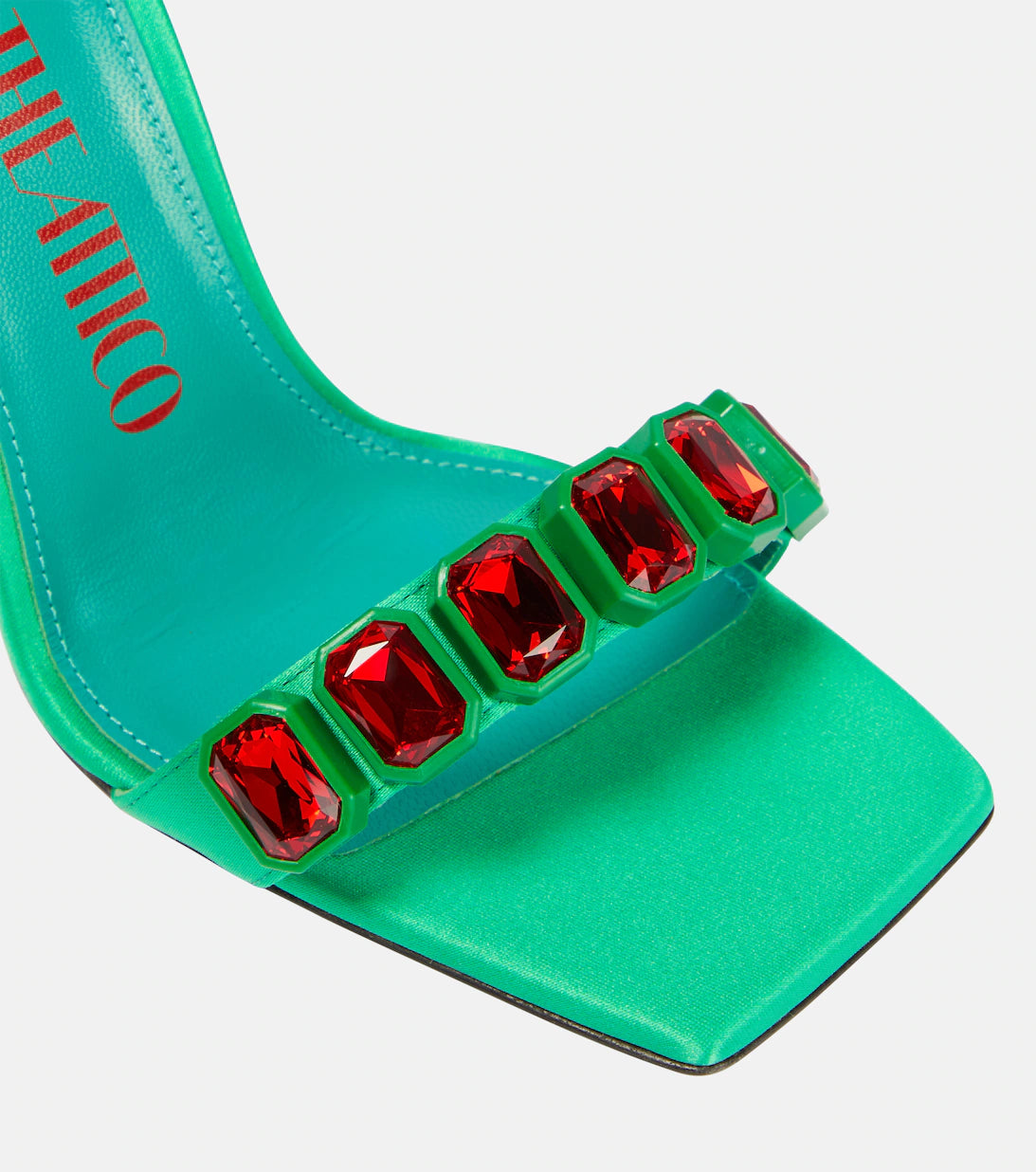 THE ATTICO SIENNA EMBELLISHED SATIN SANDALS