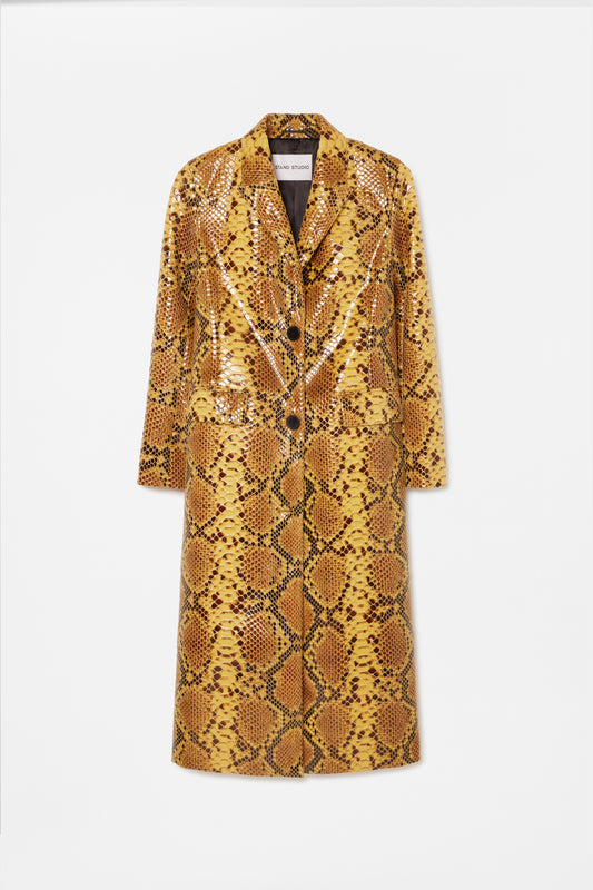STAND STUDIO ZOIE FAUX SNAKE-EFFECT LEATHER COAT