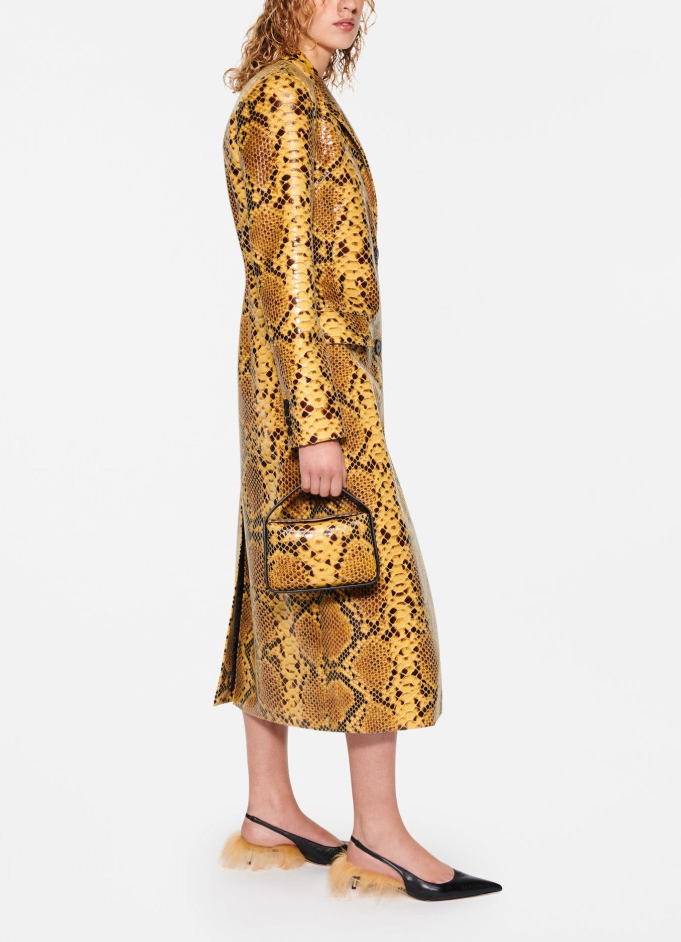 STAND STUDIO ZOIE FAUX SNAKE-EFFECT LEATHER COAT