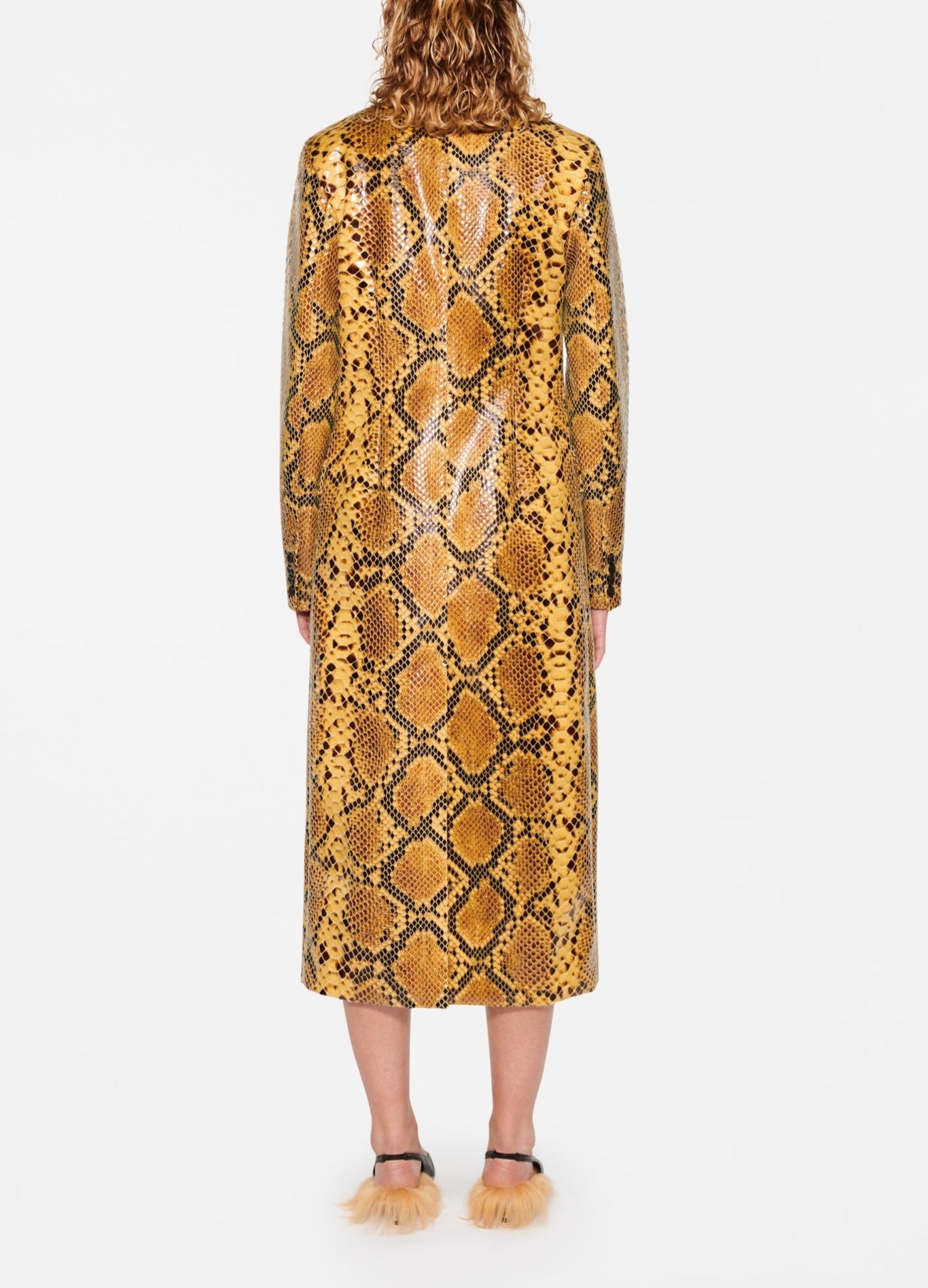 STAND STUDIO ZOIE FAUX SNAKE-EFFECT LEATHER COAT