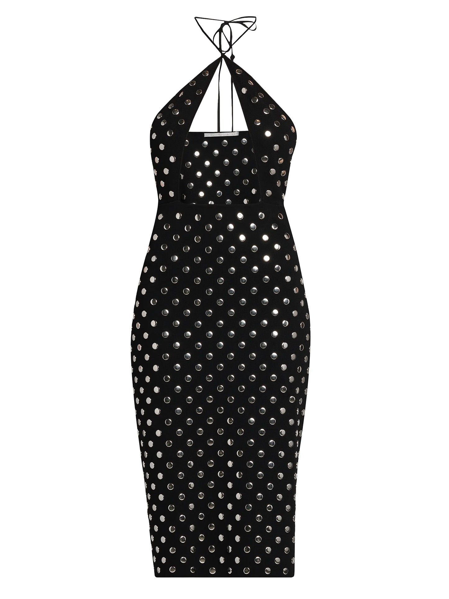 STELLA MCCARTNEY STUDDED CUT-OUT HALTER MIDI DRESS