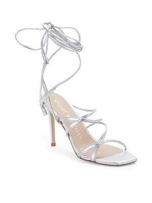 STUART WEITZMAN ASTRID LEATHER ANKLE WRAP SANDAL PUMPS