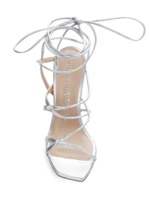 STUART WEITZMAN ASTRID LEATHER ANKLE WRAP SANDAL PUMPS