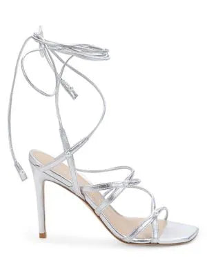STUART WEITZMAN ASTRID LEATHER ANKLE WRAP SANDAL PUMPS