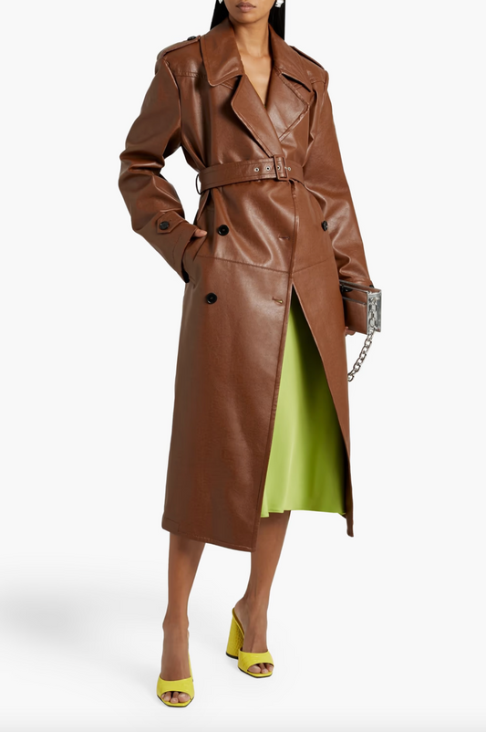 MSGM FAUX LEATHER TRENCH COAT