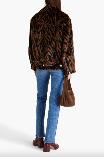 STAND STUDIO ZEBRA-PRINT FAUX FUR BIKER JACKET