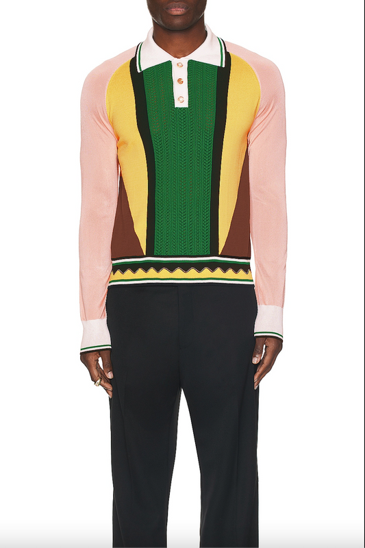 CASABLANCA GRAPHIC LONG SLEEVE KNIT SHIRT