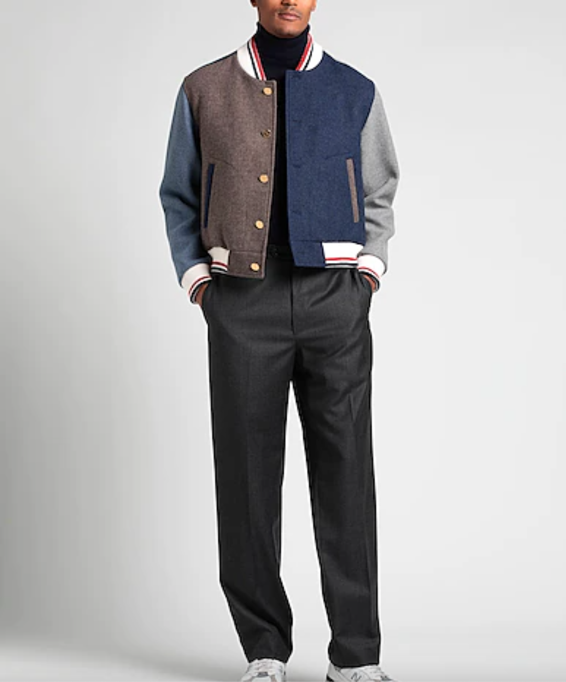 THOM BROWNE COLORBLOCK WOOL VARSITY JACKET