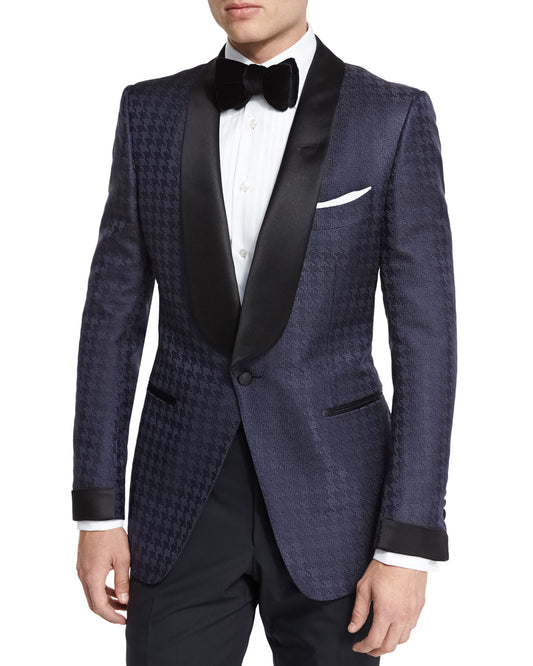 TOM FORD SILK HOUNDSTOOTH PRINT DINNER JACKET