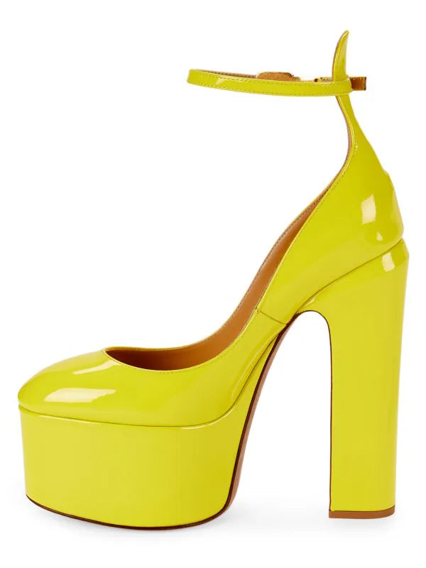 VALENTINO GARAVANI BLOCK HEEL PATENT PLATFORM PUMPS