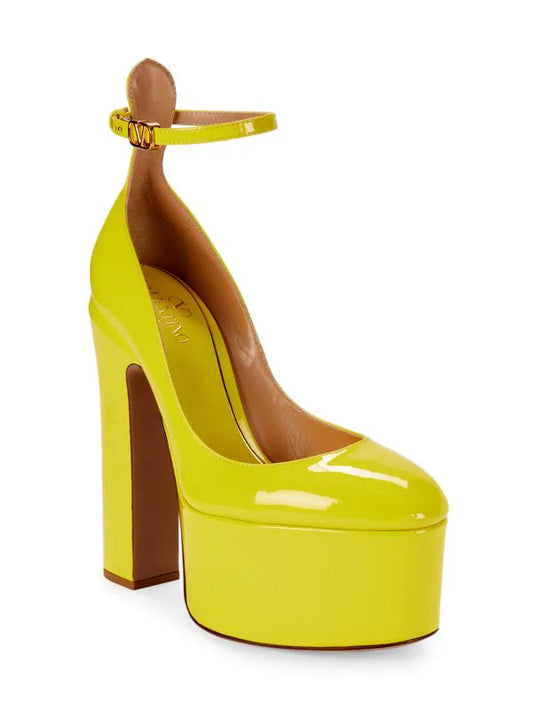 VALENTINO GARAVANI BLOCK HEEL PATENT PLATFORM PUMPS