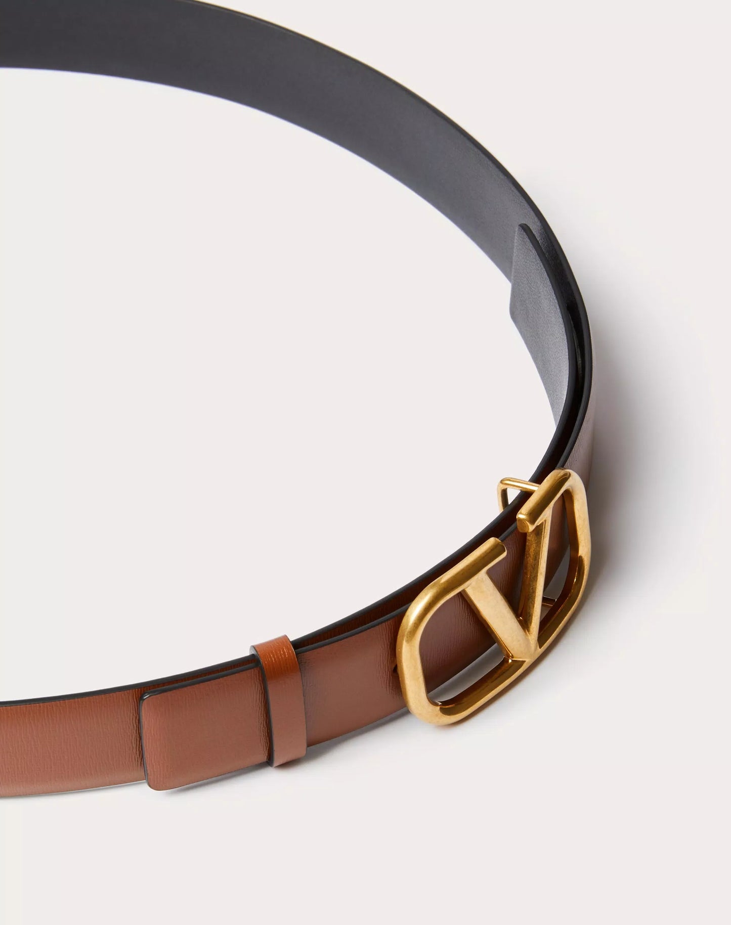 VALENTINO BROWN VLOGO LEATHER BELT