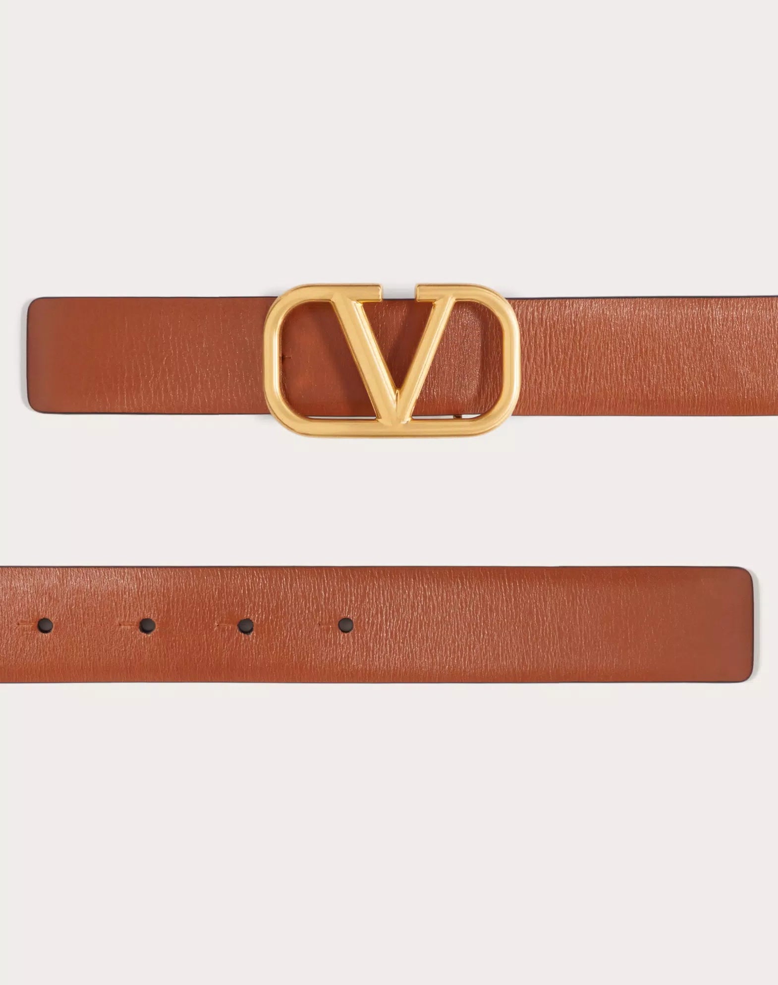 VALENTINO BROWN VLOGO LEATHER BELT