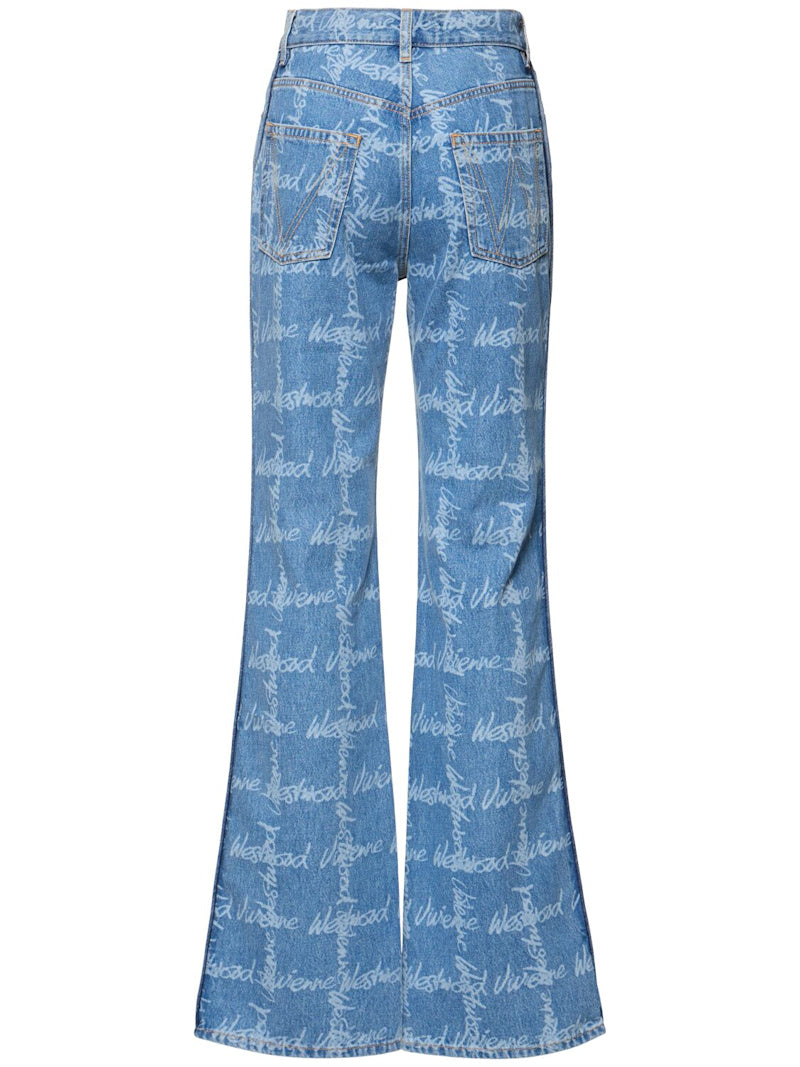VIVIENNE WESTWOOD RAY LOGO HIGH RISE STRAIGHT JEANS