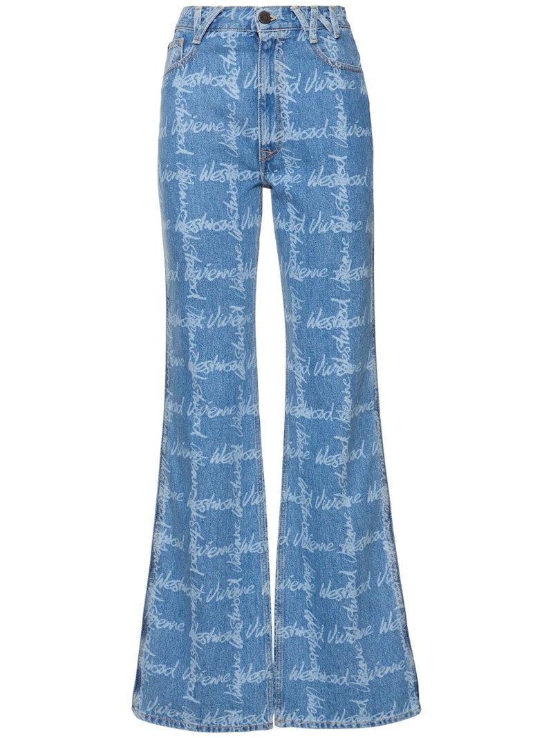 VIVIENNE WESTWOOD RAY LOGO HIGH RISE STRAIGHT JEANS