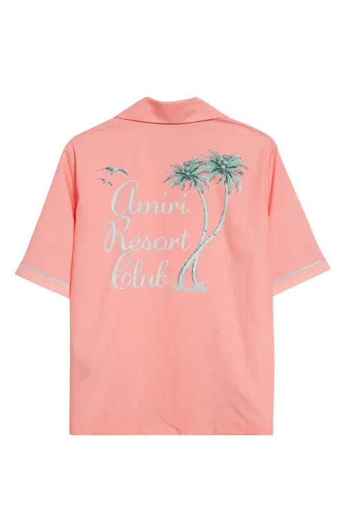 AMIRI RESORT CLUB EMBROIDERED SHORT SLEEVE SHIRT