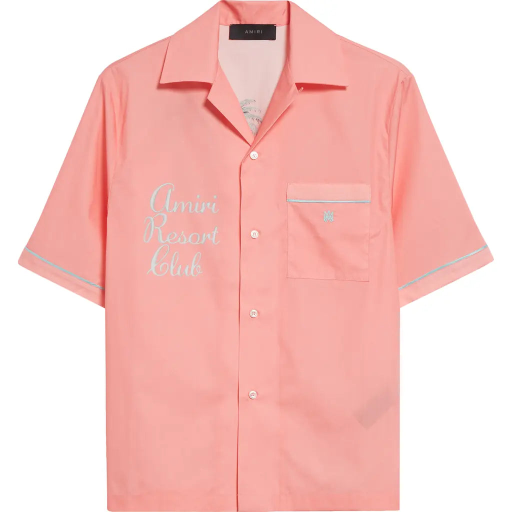 AMIRI RESORT CLUB EMBROIDERED SHORT SLEEVE SHIRT