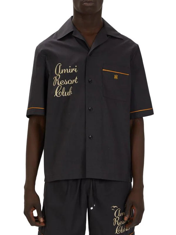AMIRI RESORT CLUB EMBROIDERED SHORT SLEEVE SHIRT