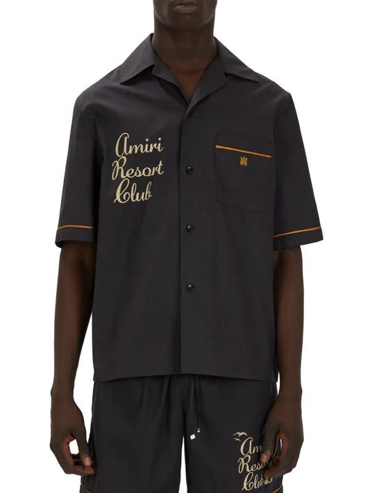 AMIRI RESORT CLUB EMBROIDERED SHORT SLEEVE SHIRT