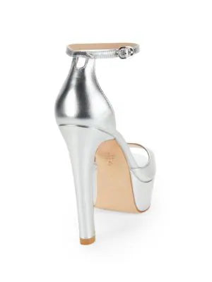 STUART WEITZMAN DISCO METALLIC LEATHER PLATFORM HEEL