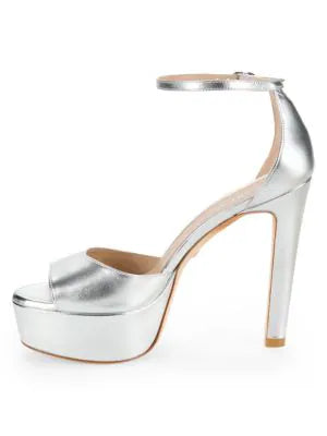 STUART WEITZMAN DISCO METALLIC LEATHER PLATFORM HEEL