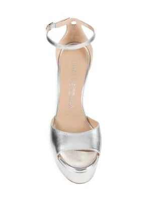 STUART WEITZMAN DISCO METALLIC LEATHER PLATFORM HEEL