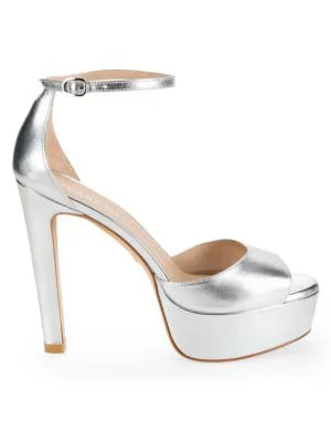 STUART WEITZMAN DISCO METALLIC LEATHER PLATFORM HEEL
