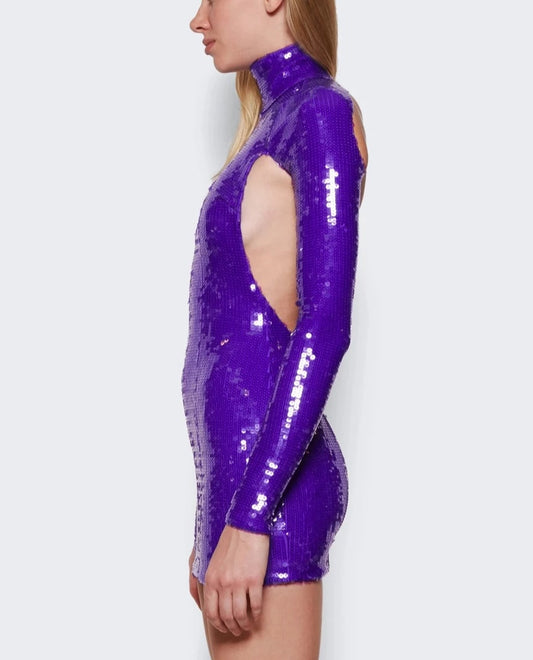 LAQUAN SMITH SEQUIN OPEN-BACK MINIDRESS