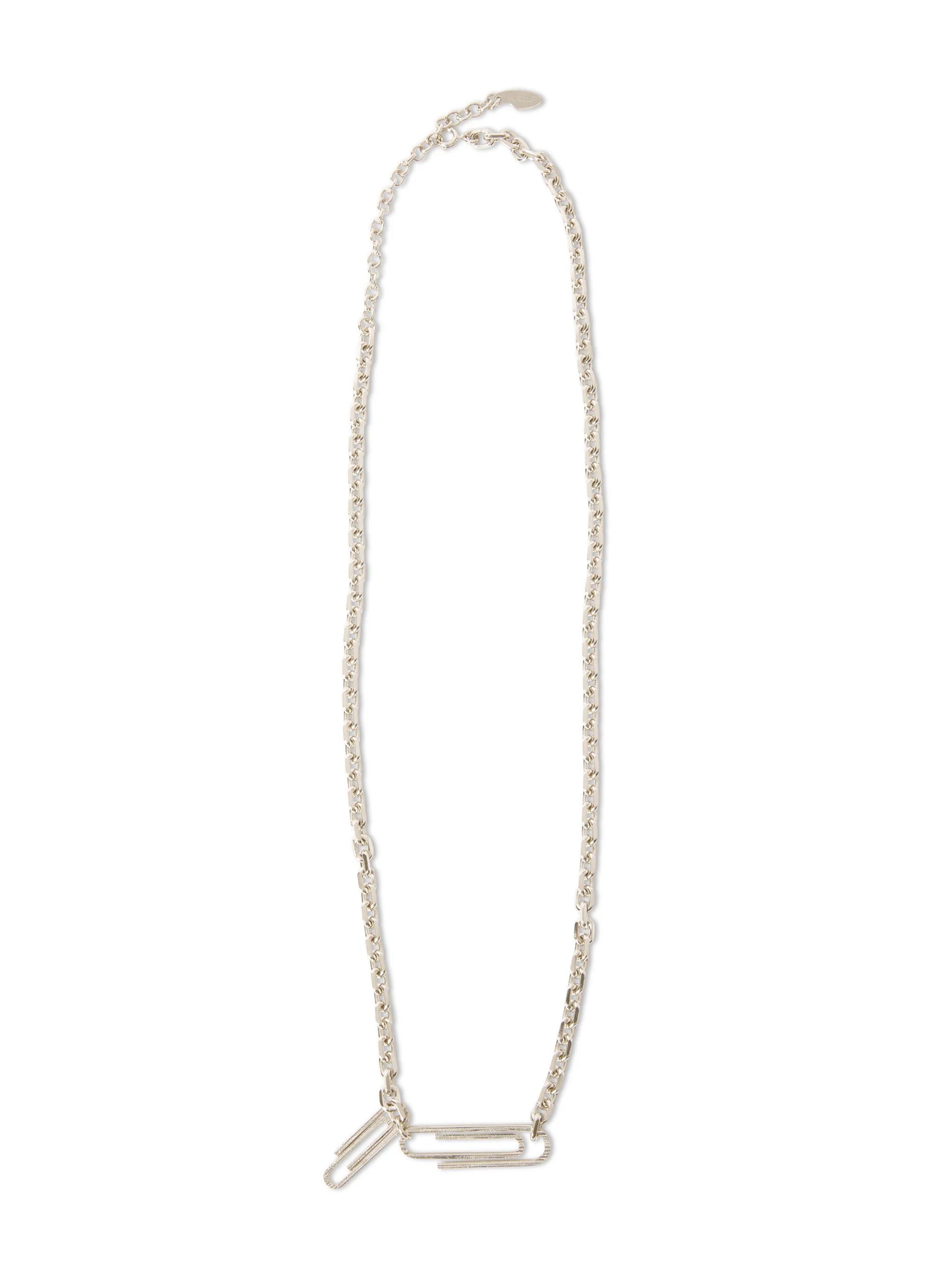 OFF-WHITE TEXTURE SILVER PAPERCLIP NECKLACE