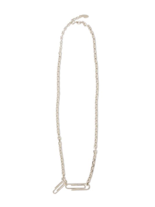 OFF-WHITE TEXTURE SILVER PAPERCLIP NECKLACE