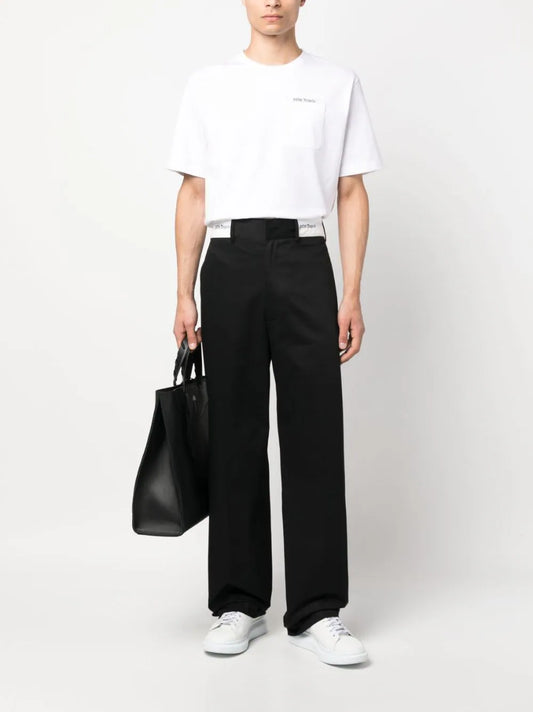 PALM ANGELS LOGO-WAISTBAND CHINO TROUSERS