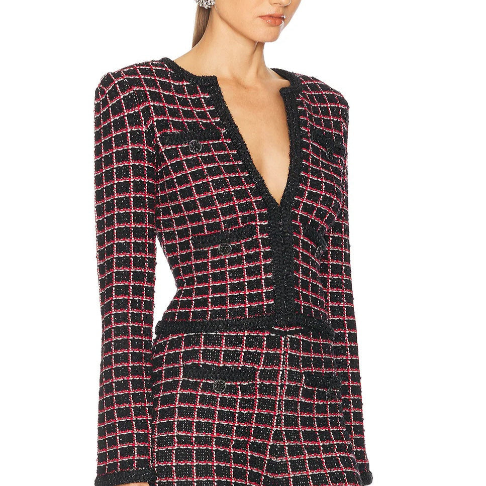 SELF-PORTRAIT CHECK CARDIGAN