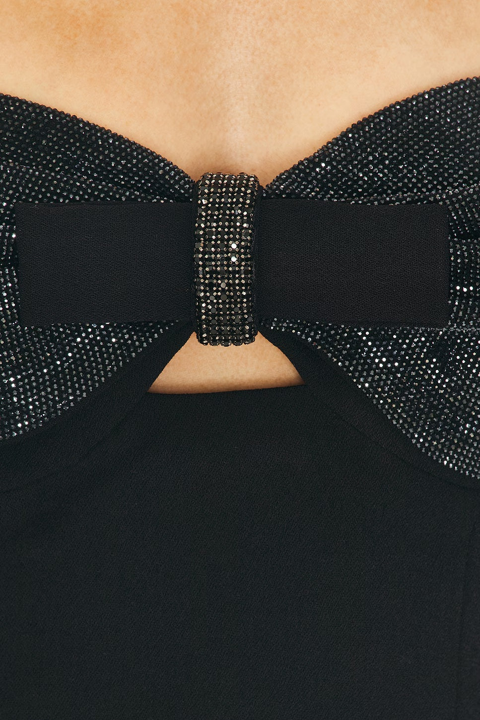 SELF-PORTRAIT RHINESTONE BOW MINI DRESS