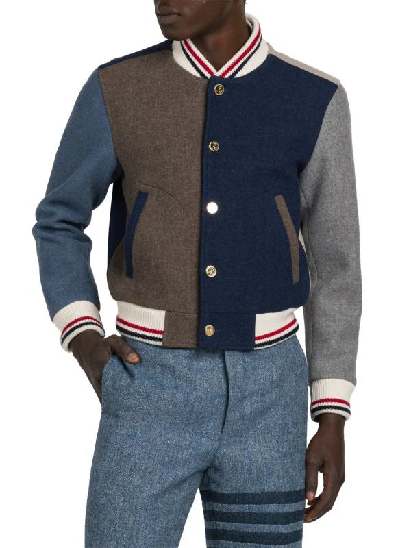 THOM BROWNE COLORBLOCK WOOL VARSITY JACKET – TheLuxeLend