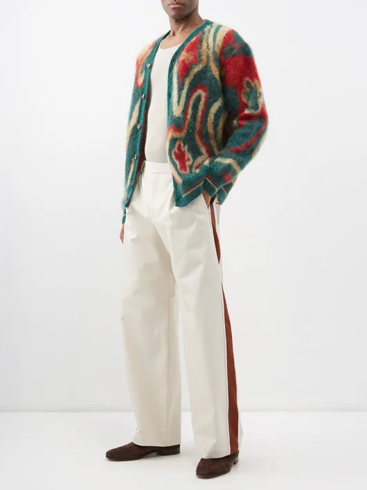 AHLUWALIA JAK SIDE-STRIP WIDE-LEG TROUSERS