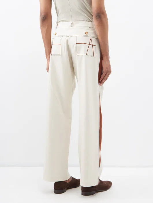 AHLUWALIA JAK SIDE-STRIP WIDE-LEG TROUSERS