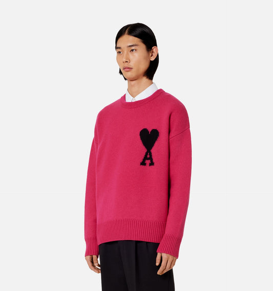 AMI PARIS EMBROIDERED WOOL SWEATER