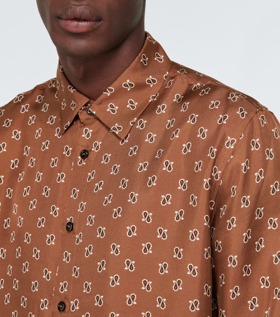 AMIRI MICRO PAISLEY SILK LONG SLEEVE SHIRT