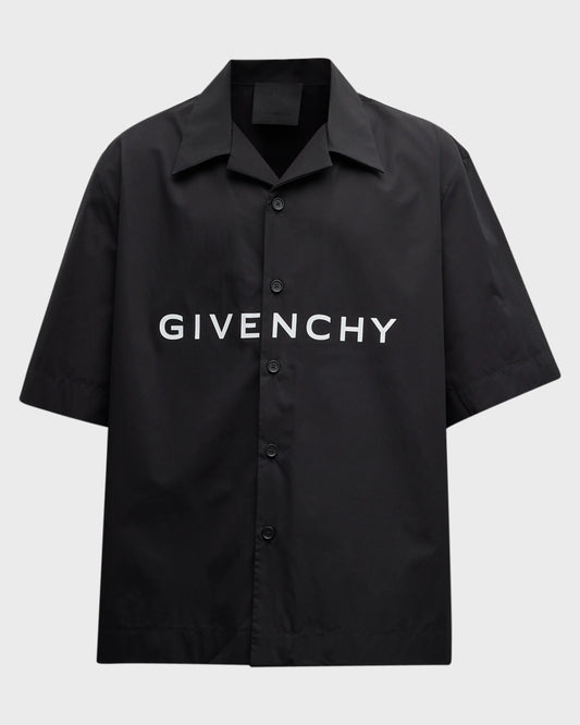 GIVENCHY BOXY FIT LOGO CAMP SHIRT