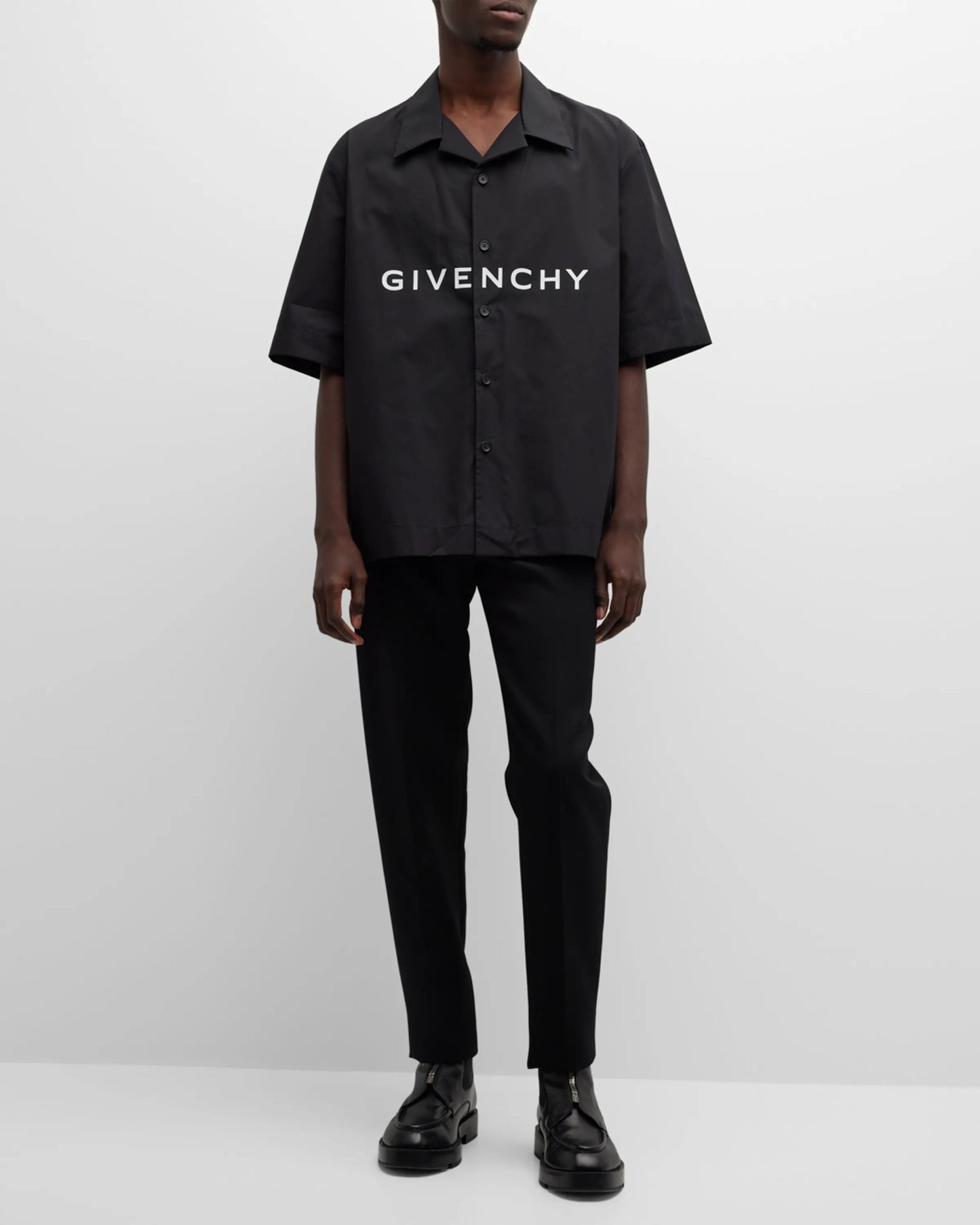 GIVENCHY BOXY FIT LOGO CAMP SHIRT