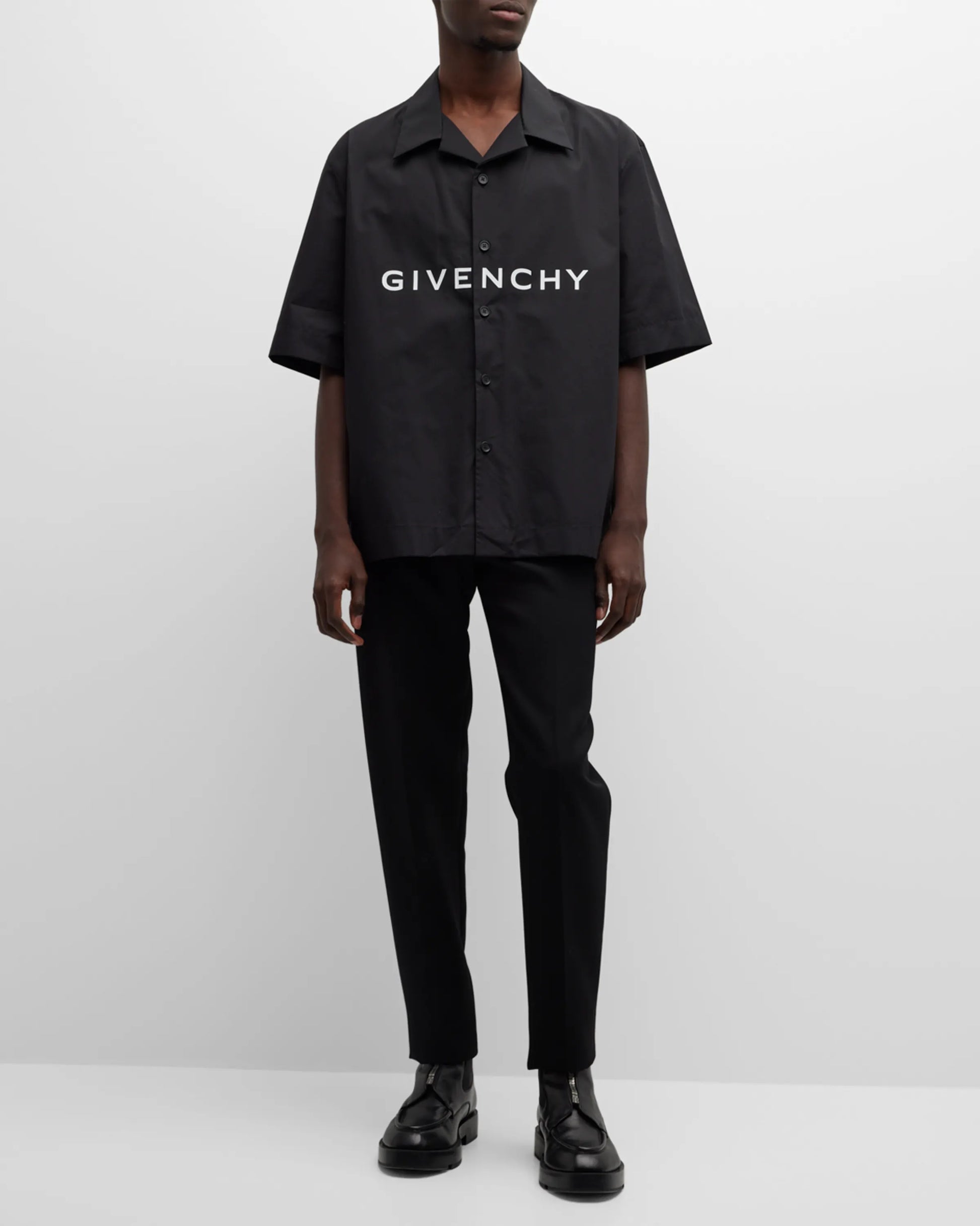 GIVENCHY BOXY FIT LOGO CAMP SHIRT