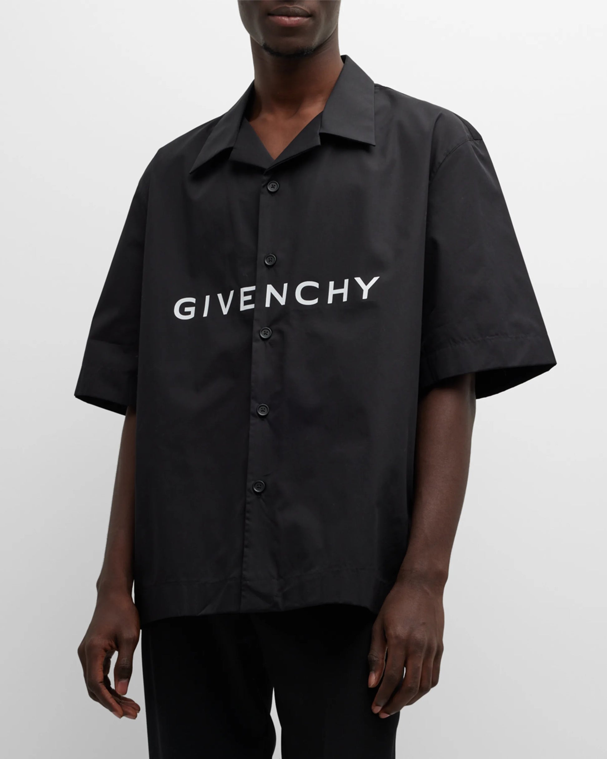 GIVENCHY BOXY FIT LOGO CAMP SHIRT